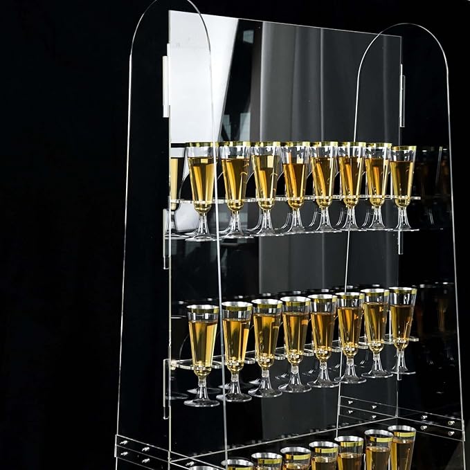 Tableclothsfactory 5ft Clear Acrylic 5-Tier Wine Glass Stemware Rack, Champagne Flute Holder Wall Stand