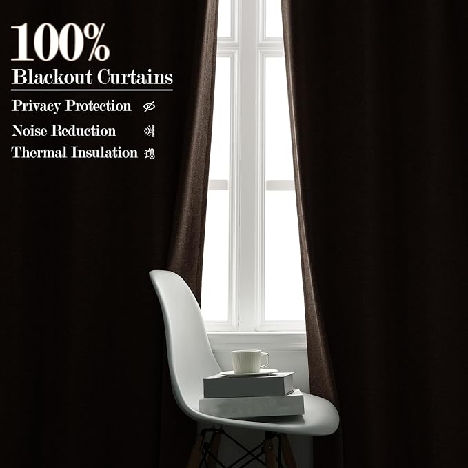 Extra Wide 100% Blackout Linen Textured Curtains - Room Dividers, W200 x L84 (1 Panel), Pinch Pleat Drapes for Living Room, Full Light Block Out Drapery for Sliding Door, Light Brown
