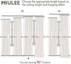 MIULEE 100% Blackout Curtains 96 Inch Long 2 Panels Set for Bedroom, Thick Faux Linen Black Out Curtain Room Darkening Back Tab Pleat Window Textured Drapes with Hooks for Living Room, Chambray Blue
