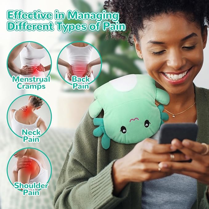 Microwave Heating Pad for Pain Relief, 16" x 11" Microwavable Heating Pads for Cramps, Back Pain, Neck Shoulder, Muscles, Knee, Joints, Natural Heat Pack Moist Heat, Mint Axolotl