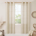 LAMIT Natural Linen Curtains 80 inches Long 2 Panels Set, Bronze Grommet Thick Doorway Curtains Privacy Assured with Light Filtering for Bedroom/Living Room, 34 x 80 Inch, Linen