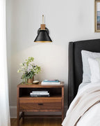 Black Wall Sconce, HWH Industrial Indoor Wall Light Fixture, Single Wall Vanity Light Gooseneck Barn Wall Lamp with Hammered Metal Shade, Black and Gold Finish, 5HZG74B BK+BG