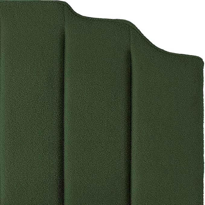 24KF Dark Green Teddy Fabric Tufted King Upholstered Headboard, Modern Vertical Channel Design California King Headboard with Stepped Silhouette Top Edge,6026-K-Teddy Dark Green