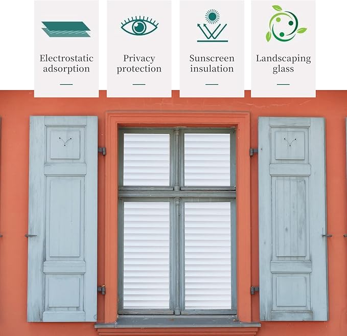 Window Privacy Film with Installation Tools, Blinds Pattern, Static Cling, Anti UV, Heat Control, Ideal for Home Shower Office Glass Door (Blinds Pattern, 23.6X157.4Inch)
