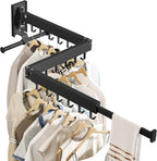 Drying Rack Clothing, Retractable Clothes Drying Rack,Wall Mounted Laundry Rack, Laundry Drying Rack Wall Mount,Collapsible Clothes Rack,can Fold Upward & Left & Right,Black Color