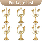 Sziqiqi Candelabra Candle Holder Gold Set of 6-5-arm Metal Candlestick Holders for Taper Candles for Centerpieces Table Wedding Christmas Fireplace Decor Birthday