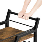 Bar Cart, 3-Tier Bar Cart for The Home, Home Bar Serving Cart with Glass Holders, Beverage Cart for Kitchen, Dining, Party Room, Rustic Brown and Black BC03BR