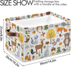 Storage Basket Bin Cute Woodland Animals Organizer Collapsible Shelf Basket Cube with Handle for Nursery Bedroom Bathroom