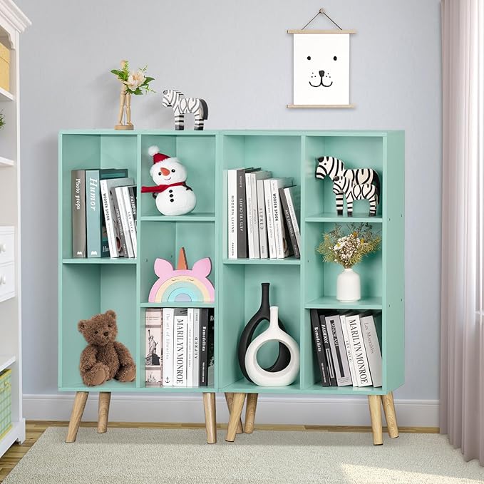 LEYAOYAO 5 Cube Bookshelf 3-Tier - Mint Green
