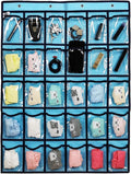 Classroom Pocket Chart for Phone Calculator Holder Over The Door Hanging Closet Jewelry Organizer with 30 Clear Pockets (Blue)