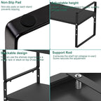 iPEGTOP Expandable Cabinet Storage Shelf Organizer, Heavy Duty Steel Metal Spice Rack Adjustable Height Home Office Garage Pantry Shelf Space Riser for Counter Kitchen Organization, Black, 1 Pack