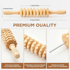 Wooden Cellulite Massage Roller for Legs and Thighs - Handheld Fascia Blaster Tool for Muscle Relief, Lymphatic Drainage & Body Sculpting - Anti Cellulite Massager for Women and Men (9 Wheel)