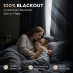 Joydeco 100% Blackout Pleated Curtains, Linen Window Curtains 2 Panel Sets 108 inches Long, Thermal Insulated Darkening Drapes for Bedroom(Linen,40'' Wx108'' L)