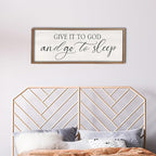 comurdyo Give It To God And Go to Sleep Sign 40''×15'' Master Bedroom Above Bed Wall Decor Wood Framed Couple Large Farmhouse Guest Room Rustic Simple Over Bedside Wall Art Hanging Decor (Wood)