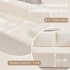 Hobestluk 96” Modular Sectional Sofa Couches L-Shape Couch 3 Seat Modular Sofa Memory Foam Sectional Couches for Living Room, Cloud Couch with Oversized Chaise (White, Stripe (Left Facing Chaise))