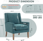 COLAMY Modern Wingback Living Room Chair Set of 2, Upholstered Fabric Accent Armchair, Single Sofa Chair with Lounge Seat and Wood Legs for Bedroom/Office/Reading Spaces, Teal