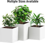 White Steel Square Planter 24" L x 24" W x 25" H,Cube Heavy Duty Flower Pot for Outdoor Plants with Drainage Holes,Metal Planter Box for Indoor and Outdoor All-Weather Use