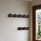 SKOLOO 30-Inch Wood Burnt Coat Rack Wall Mount with 5 Triple Hooks - Ideal for Family Entrances, Classrooms, and Pet Supplies Storage - Perfect Coat Hooks for Wall