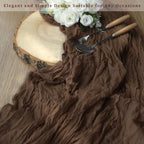 10FT 6 Pack Brown Cheesecloth Table Runner 20 x 120 Inch Long Boho Fabric Rustic Cheese Cloth Table Runner for Wedding Bridal Shower Baby Shower Gauze Sheer Birthday Party Table Decorations