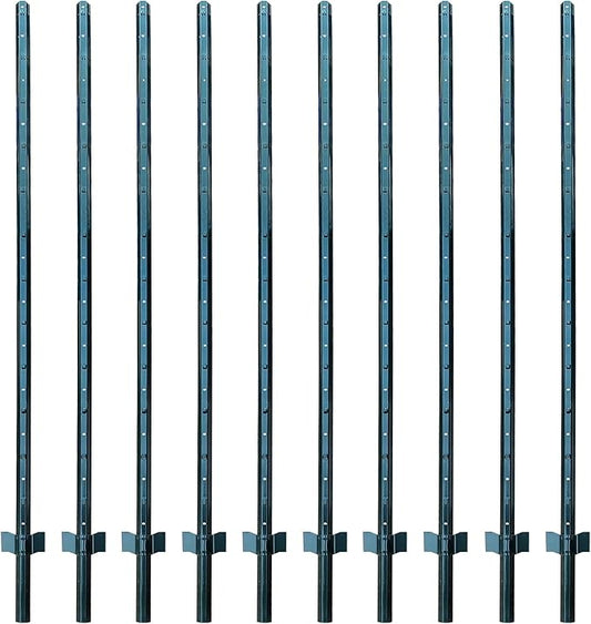 ARIFARO Fence Posts 7 Feet Sturdy Duty Metal Fence Post, Pack of 10, No Dig Garden U Post for Wire Fencing Steel Poles for Yard, Outdoor Wire