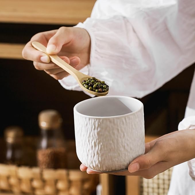 Kitchen Canisters for Countertop, Ceramic Coffee Canisters with Airtight Lids Food Storage Jars Sugar Container for Kitchen Counter Tea, Coffee Beans, Spice (#001White-Set of 3)