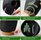 '- Uneed Plastic Flower Pot,5-Pack Plant Pots with Drainage 7/6.5/6/5.5/5 Inch,Self Watering Pots for Indoor Plants,Planters for Indoor Outdoor Plants (Black)