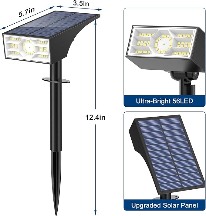 Solar Spot Lights Outdoor, 10 Pack Outdoor Solar Lights for Yard Waterproof, 4 Lighting Modes Solar Landscape Spotlights, Auto On/Off Solar Powered Flood Lights Garden Pathway (Cool White)
