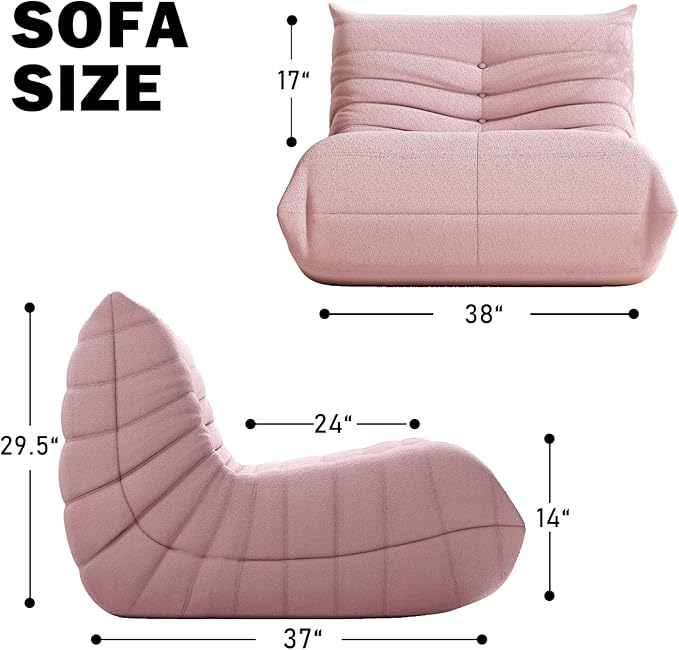 Bean Bag Chair, Fireside Chair Bean Bag Sofa Large Bean Bag Chair for Adults, Bean Bag Chairs for Teens with High Density Comfortable Foam, Memory Foam Bean Bag for Living Room, Bedroom (Pink)