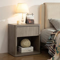 SICOTAS Large Nightstand with Drawer Storage - Grey Alder