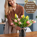 6 Inch Farmhouse Vase Decor Milk Can Vintage Flower Jug Galvanized Metal Vase with Handle Rustic Flower Buckets for Thanksgiving Christmas Table Centerpiece Weddings Gifts(Black,8 Pcs)