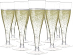 Prestee 100 Pack Clear Plastic Champagne Flutes - 4.5 oz Durable Disposable Champagne Glasses for Parties, Weddings, Toasting and Large Celebrations - Elegant Wine Glasses Stemware for Easy Cleanup