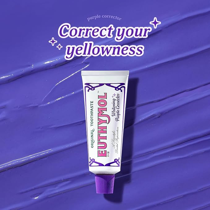Euthymol Purple Whitening Toothpaste – for Yellow & Sensitive Teeth | Violet Tone-Up Formula, Instantly Brightens, 24H Stain Defense, Long-Lasting Fresh Breath (Pack of 2)