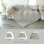 Maetoow Tighter Version Chenille Chunky Knit Blanket Throw （50×60 Inch）, Handmade Warm & Cozy Blanket Couch, Bed, Home Decor, Soft Fleece Banket, Boho Thick Blankets and Giant Yarn Throws，Beige
