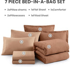 Monbix California King Comforter Set - 7 Pieces Cationic Dyeing Autumn Leaf Bed in a Bag Cal King Bed Sets with Comforter, Sheets, Pillowcases & Shams, Reversible Bedding Comforters Sets (108 * 92)