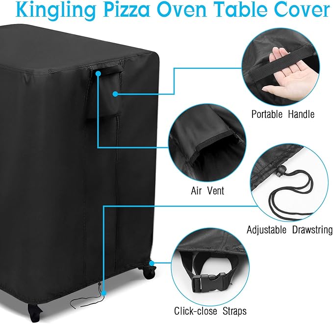 Kingling Outdoor Table Cover for Patio Cart Table, Waterproof Outdoor Grill Prep Table Cover Prep Cart Table Cover - 32" L x 27" W x 30" H