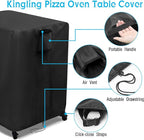 Kingling Outdoor Pizza Oven Table Cover for Ooni Medium Table, Waterproof Outdoor Grill Prep Table Cover Pizza Oven Stand Cover - 32''L x 24''W x 35''H(Black)