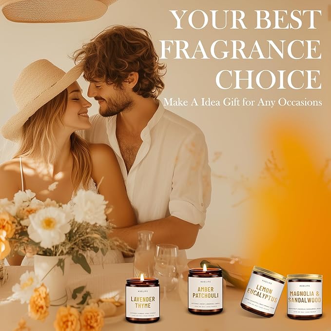 Scented Candles for Home - Lemon Eucalyptus Candle | Aromatherapy Candle Gift for Women & Men, Soy Candles for Home Scented - 7oz, Soy Wax