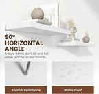 24 Inch Floating Shelves, 12 Inch Deep Floating Shelves for Wall, Floating Shelf with Invisible Brackets, Deep Shelves for Bathroom, Bedroom, Living Room, 2 Pack, White