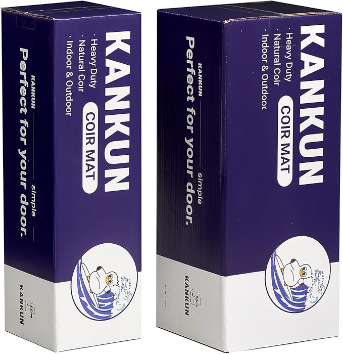 KANKUN Coco Coir Door Mat with Heavy Duty Backing, Welcome Doormat (17" x 30"), Doormat Entrance (Wipe Your Paws)