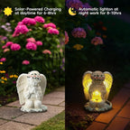 Solar Angel Prayer Statue, Memory Guardian Garden Decor with Warm Light - Religious Outdoor Decor, Auto On/Off LED Light, Memorial Gift for Cemetery, Patio & Gravesite