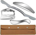 Stainless Steel Muscle Scraper Tool Set, 4-Piece Professional Physical Therapy Massage Tools with Storage Case
