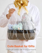KALLAX Small Woven Basket, 12 x 8 x 4.5 Inches, Storage Basket for Organizing, Cute Small Rope Shelf Closet Cube Storage Bins Baskets for Shelves, Dog Toy Gift Baskets Empty, 3 Pack Black & Brown