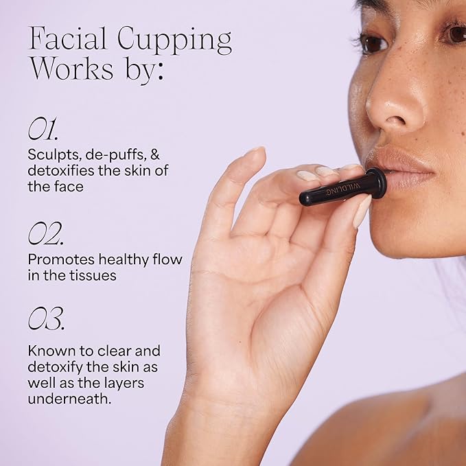 WILDLING Lumin Cupping Set I Facial Cupping Tools to Decrease Puffiness, Increase Collagen Production, Sculpt Cheeks + Chin, Detox + Clear Breakouts