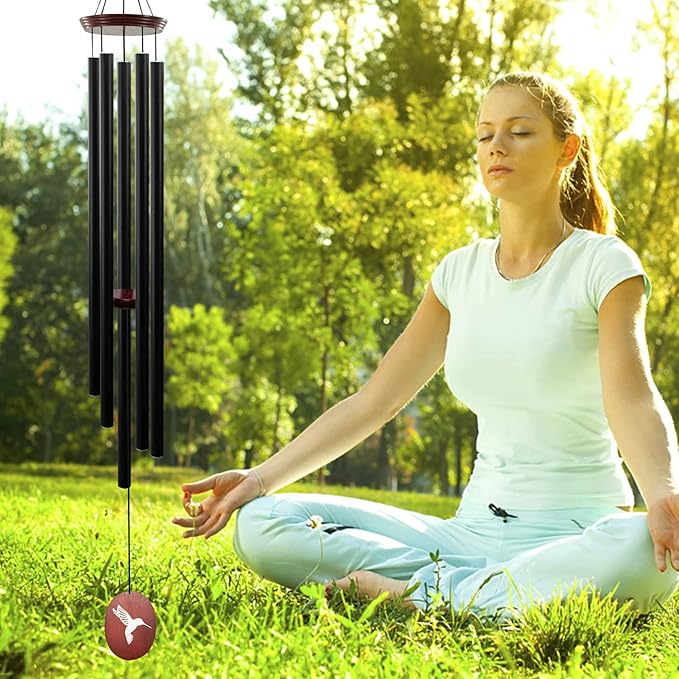 60" Wind Chimes Outdoor, WindChimes Large Wind Chimes for Outside Deep Tone with 5 Tuned Tubes and S Hook, Wind Chime Outdoor Decoration for Patio, Garden, Yard (Hummingbird)