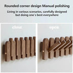 Wall Mounted Piano Key Hanger | Flip Style Hook | Entrance Wall Art Hook, Made of Oak Wood (3 Times Painted, 4 Times Polished) (Arc Walnut-Beech, 6Hooks)
