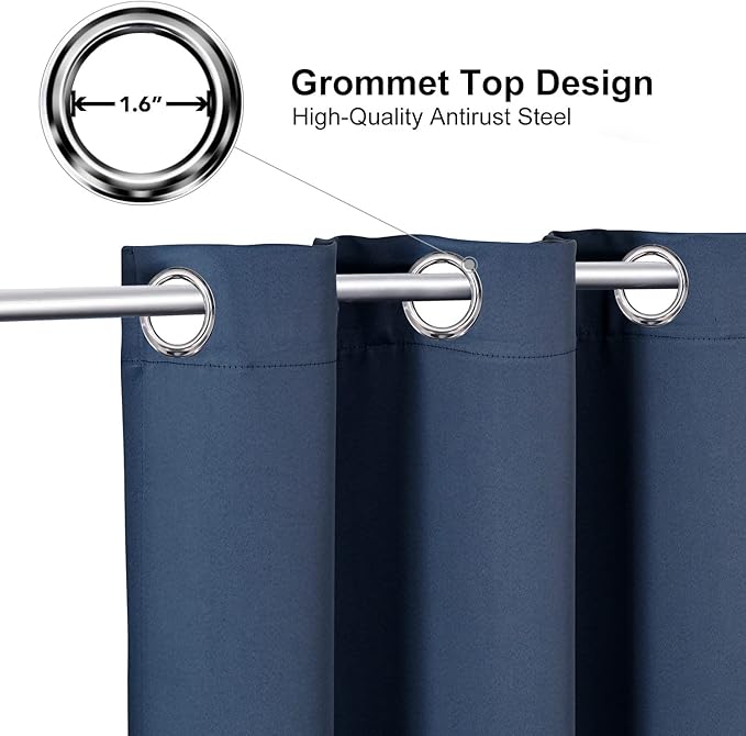 ChrisDowa Grommet Blackout Curtains for Bedroom and Living Room - 2 Panels Set Thermal Insulated Room Darkening Curtains (Stone Blue, 52W x 54L)