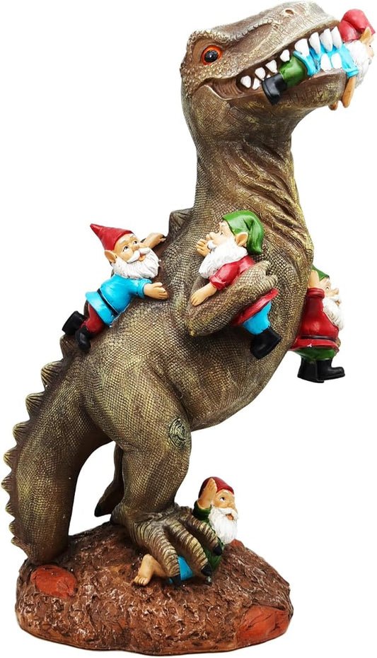 Cute 18" Porch Dinosaur Statue Tall Large Strong, T Rex Decent Gift Garden Party Décor Resin Funny Garden Gnome for Outdoor Indoor Decor, Lawn Ornaments, Patio Porch Yard Art Sculptures