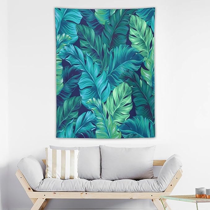 ICMOLYYENLO Tropical Green Plant Tapestry, Green Palm Leaves Natural Landscape Print Wall Tapestry for Bedroom Living Room Dormitory 40x60 Inch
