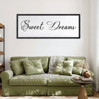 Sweet Dreams Wall Decor Above Bed 40x15 Inch Large Master Bedroom Hanging Wood Rustic Framed Farmhouse Sweet Dreams Sign Guest Room Aesthetic And Minimalist Over Bed Wall Art（Black）