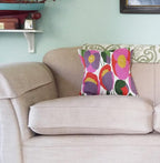 Lily Pink Flower Pillow Cover | Suzani Accent Pillow | Outdoor Floral Pillows | Hand Embroidered Wool Cushion - 18x18